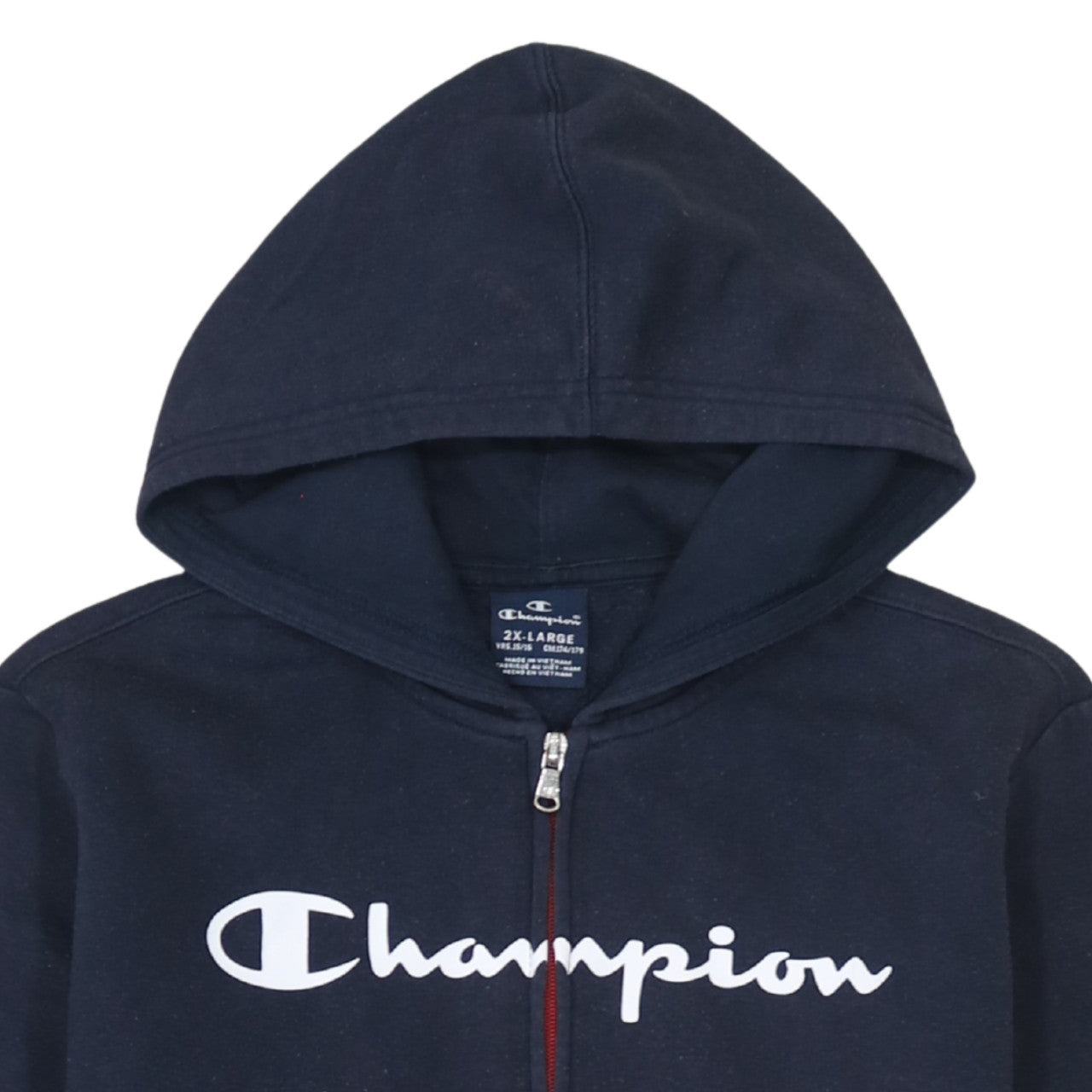 Champion Boys Navy Red Full Zip Hoodie Size 15-16 Years Cotton Blend