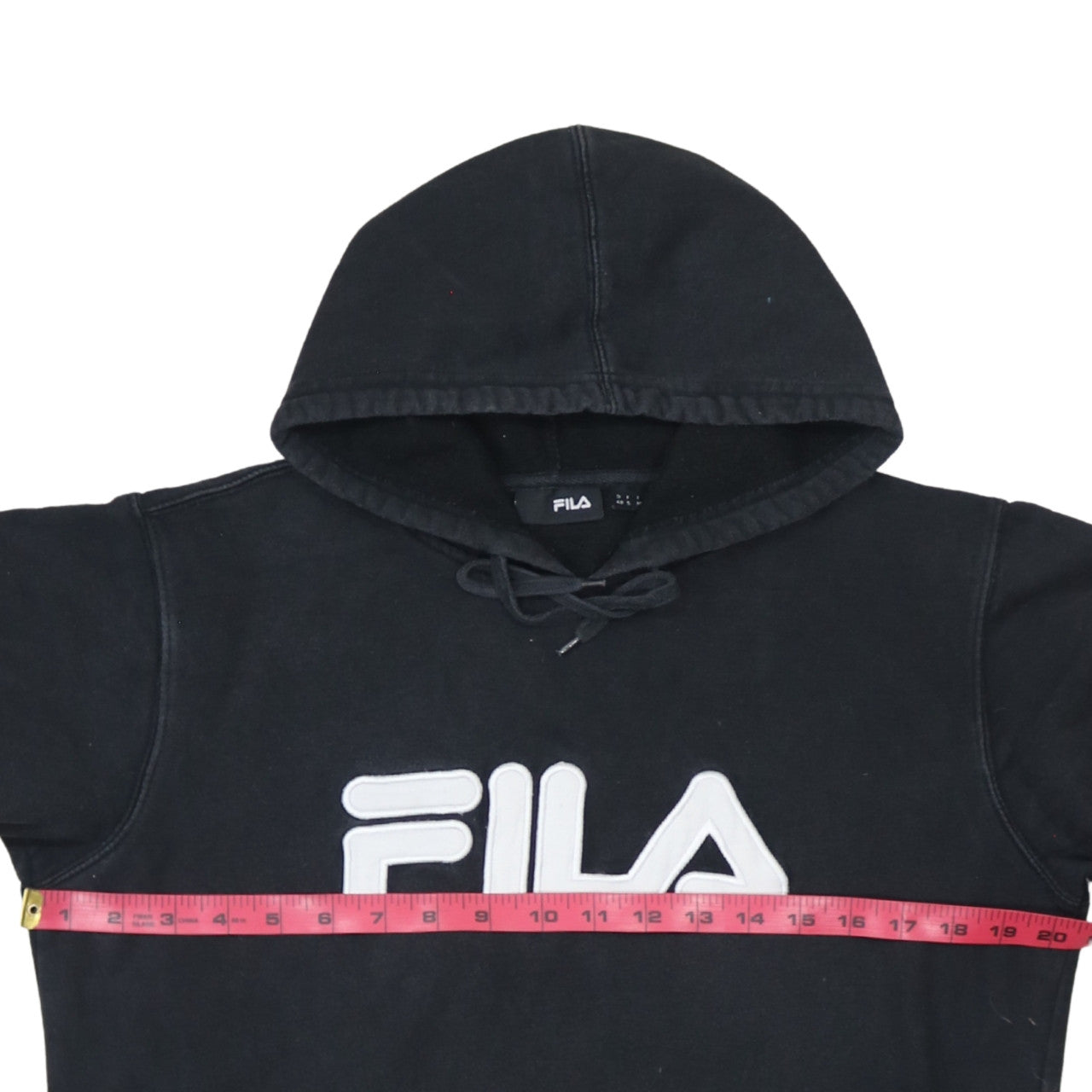 Fila Men's Black Pullover Hoodie Size S Regular Fit Logo Fleece Sweatshirt