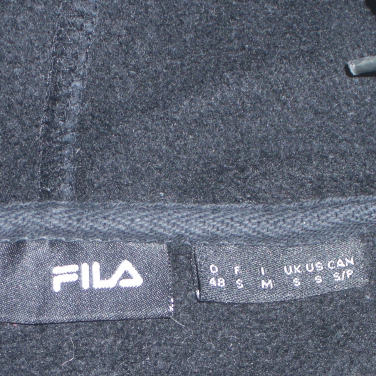Fila Men's Black Pullover Hoodie Size S Regular Fit Logo Fleece Sweatshirt
