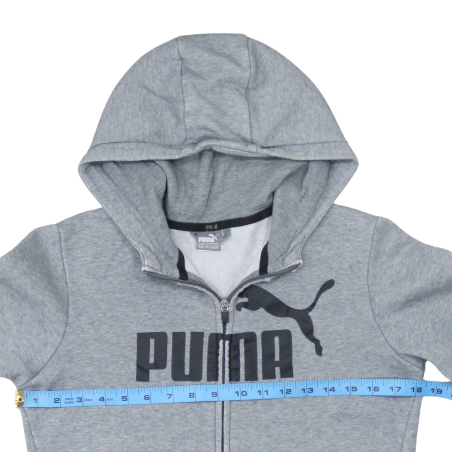 Puma Boys Grey Full Zip Hoodie Size 13-14 Years Graphic Print Sportswear