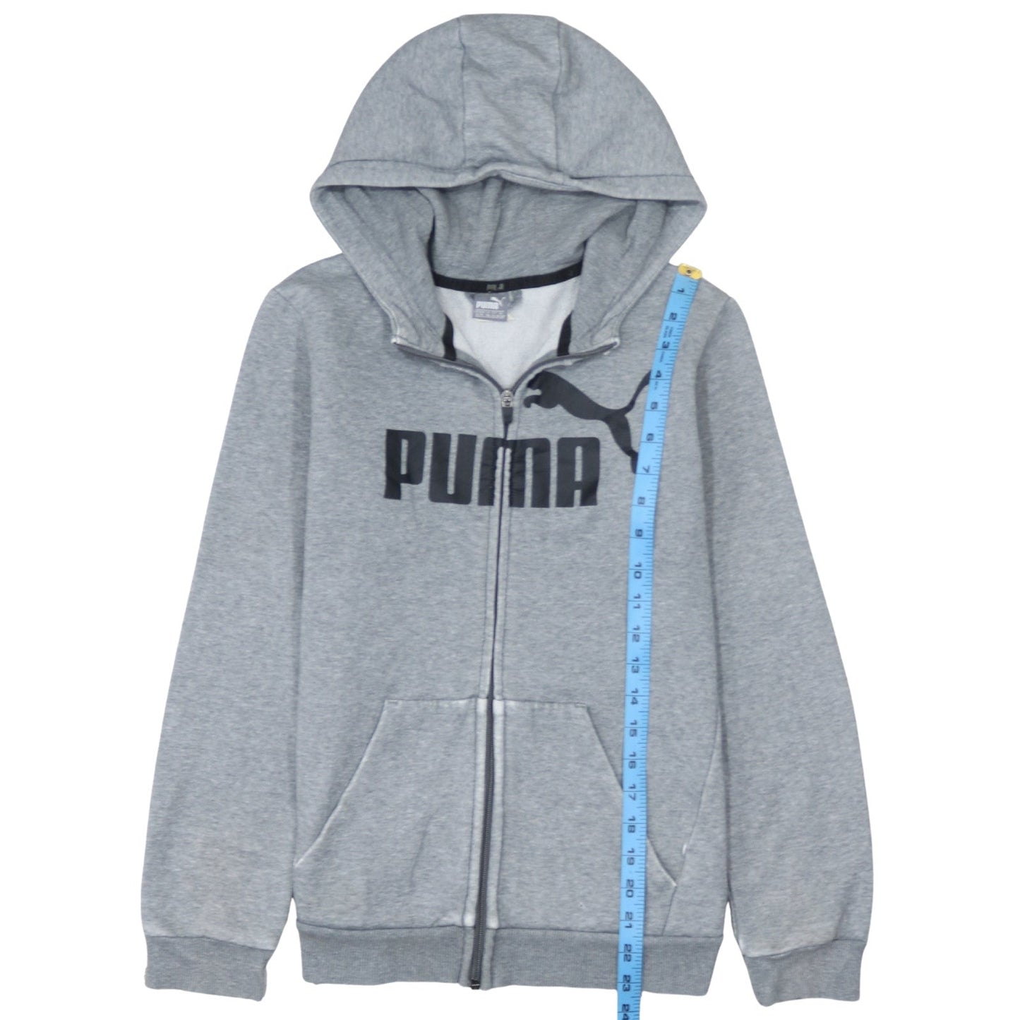 Puma Boys Grey Full Zip Hoodie Size 13-14 Years Graphic Print Sportswear