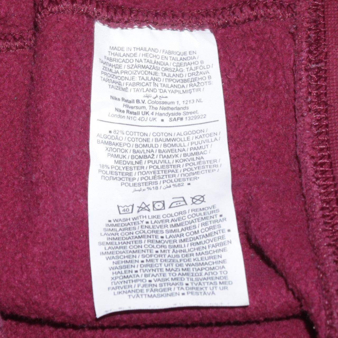 Nike Men Red Crew Neck Long Sleeve Fleece Sweatshirt Size S