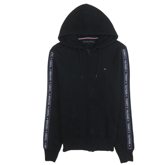 Tommy Hilfiger Men's Black Full Zip Hoodie Size M Logo Sleeve