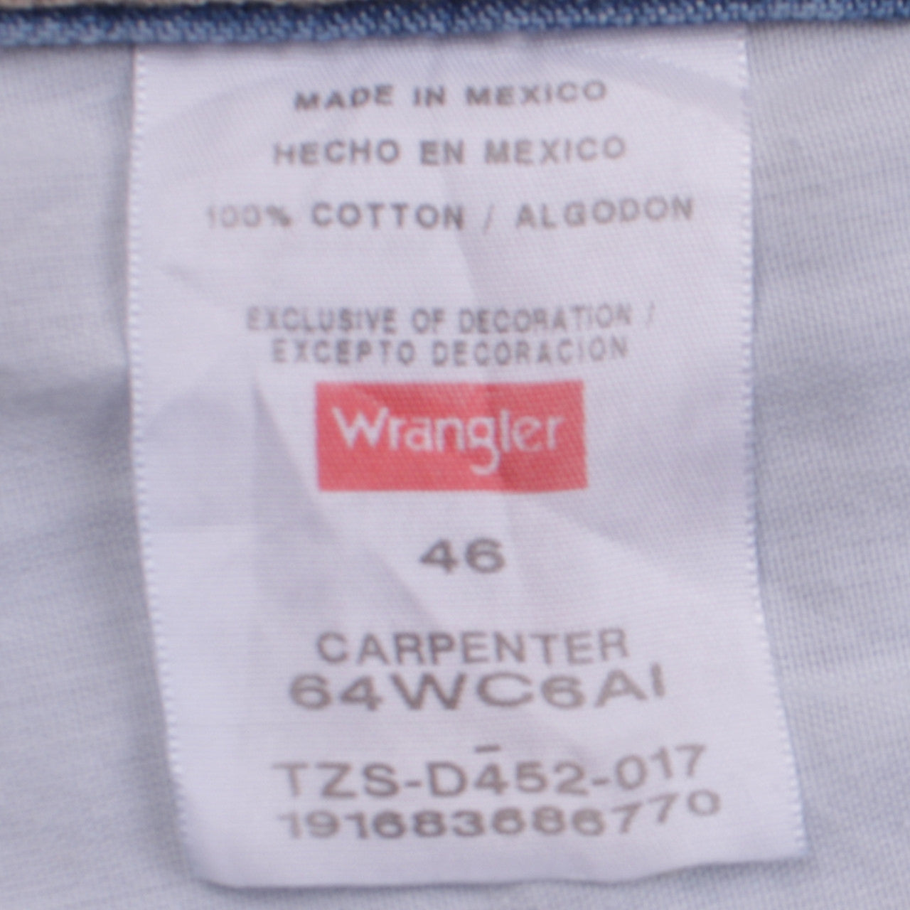 Wrangler Men's Blue Denim Cargo Shorts Size 46 Workwear Cotton