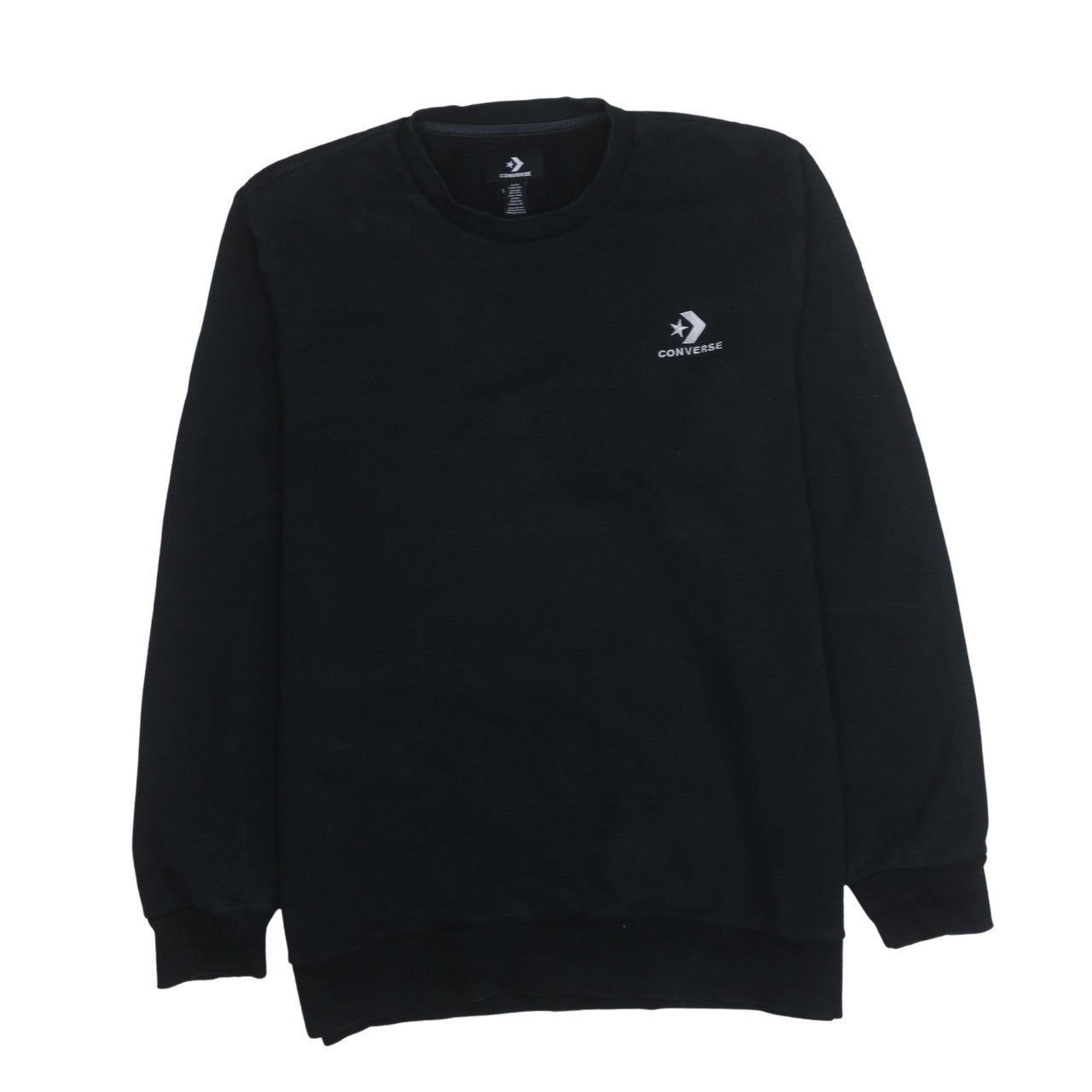 Converse Mens Black 2XL Crew Neck Pullover Sweatshirt
