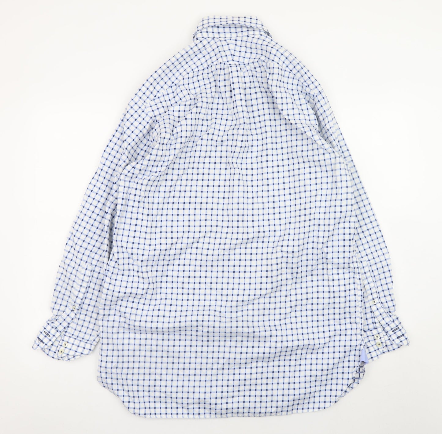 Giles-Fox London Men's Blue Check 16in Cotton Long Sleeve Shirt