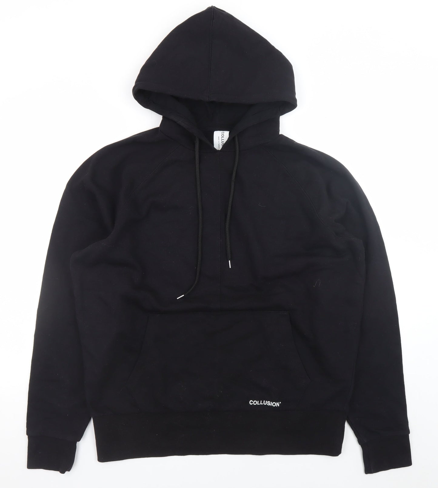 Collusion Men's Black Pullover Hoodie Size S Logo Fleece