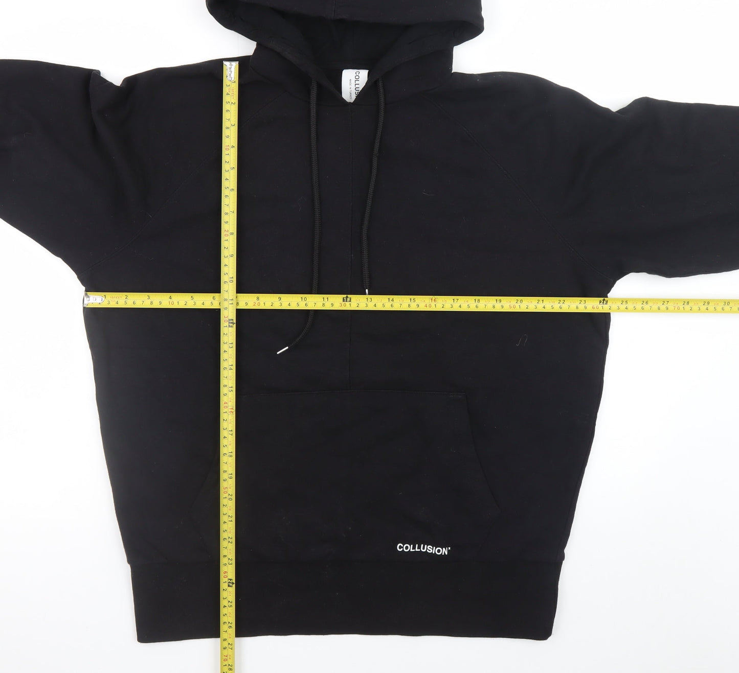 Collusion Men's Black Pullover Hoodie Size S Logo Fleece