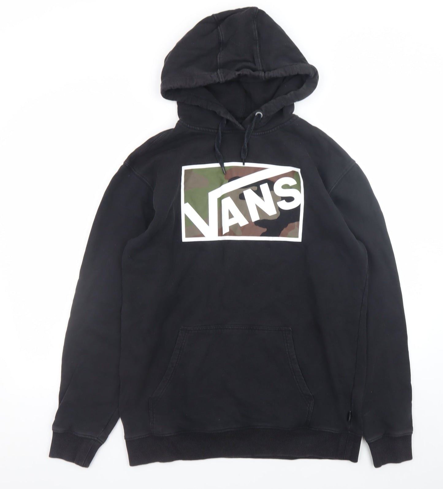 Vans Mens Black Pullover Hoodie Medium Camouflage Logo Fleece