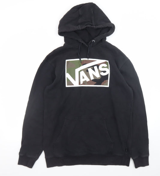 Vans Mens Black Pullover Hoodie Medium Camouflage Logo Fleece