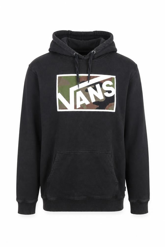 Vans Mens Black Pullover Hoodie Medium Camouflage Logo Fleece
