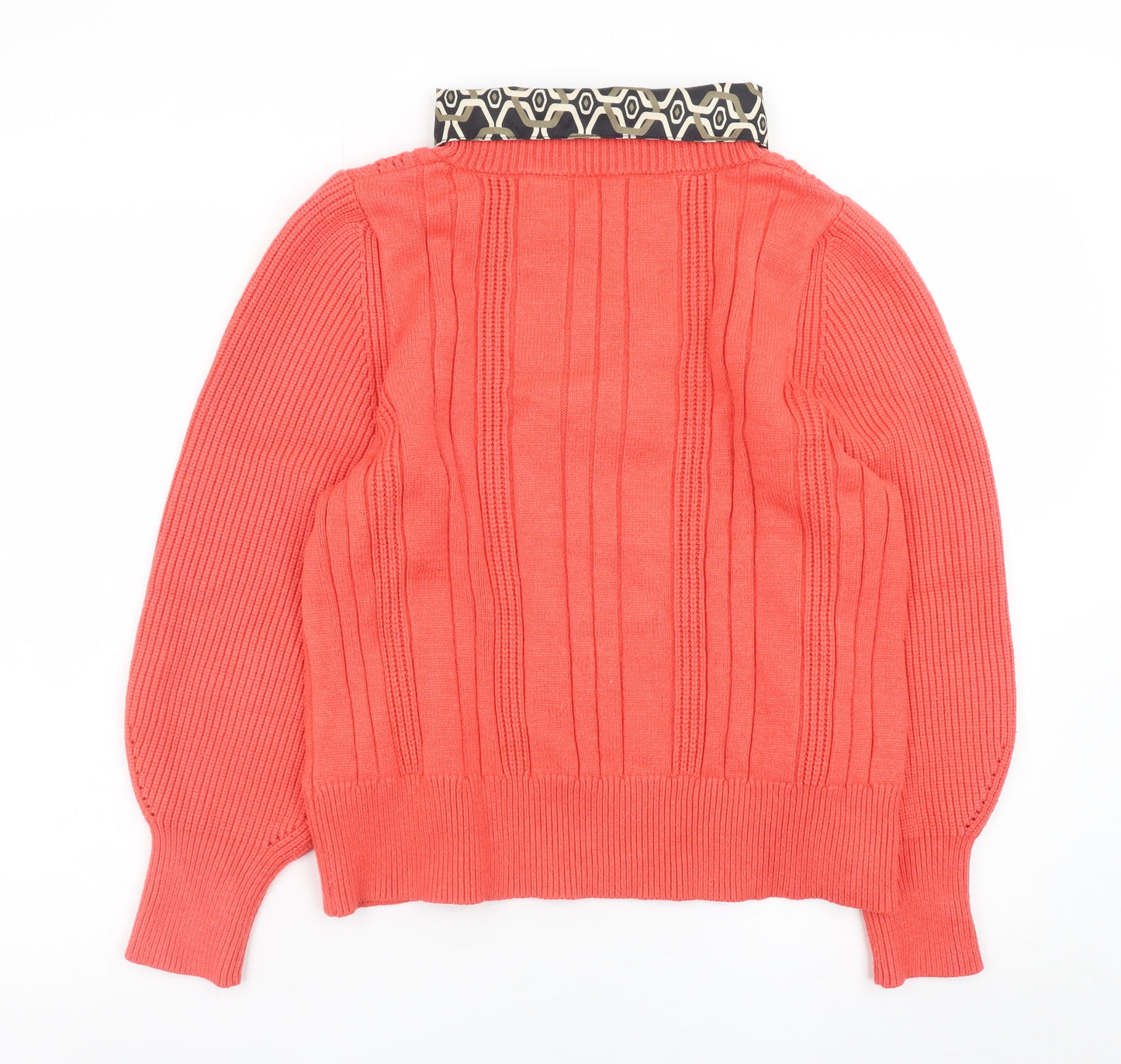 Next Women Coral Cable-Knit Jumper L Viscose Blend Long Sleeve