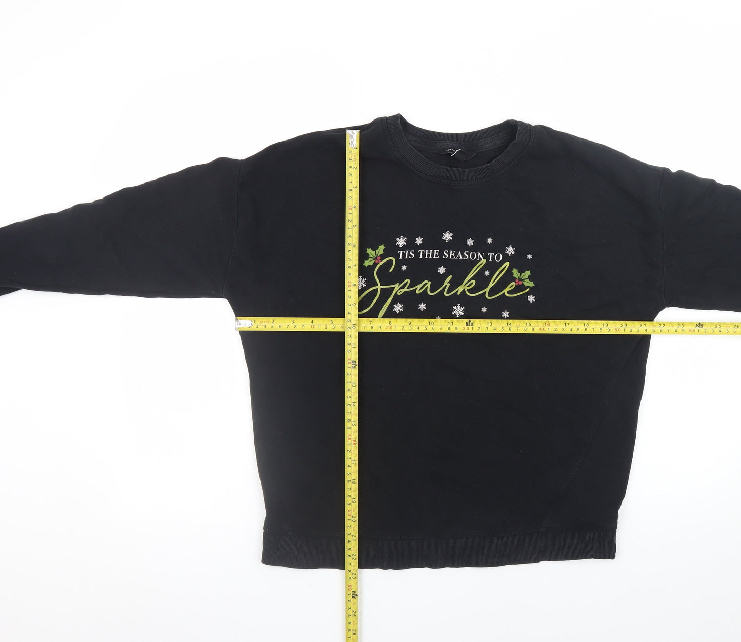 New Look Women's Black Christmas Sparkle Pullover Sweatshirt Size S