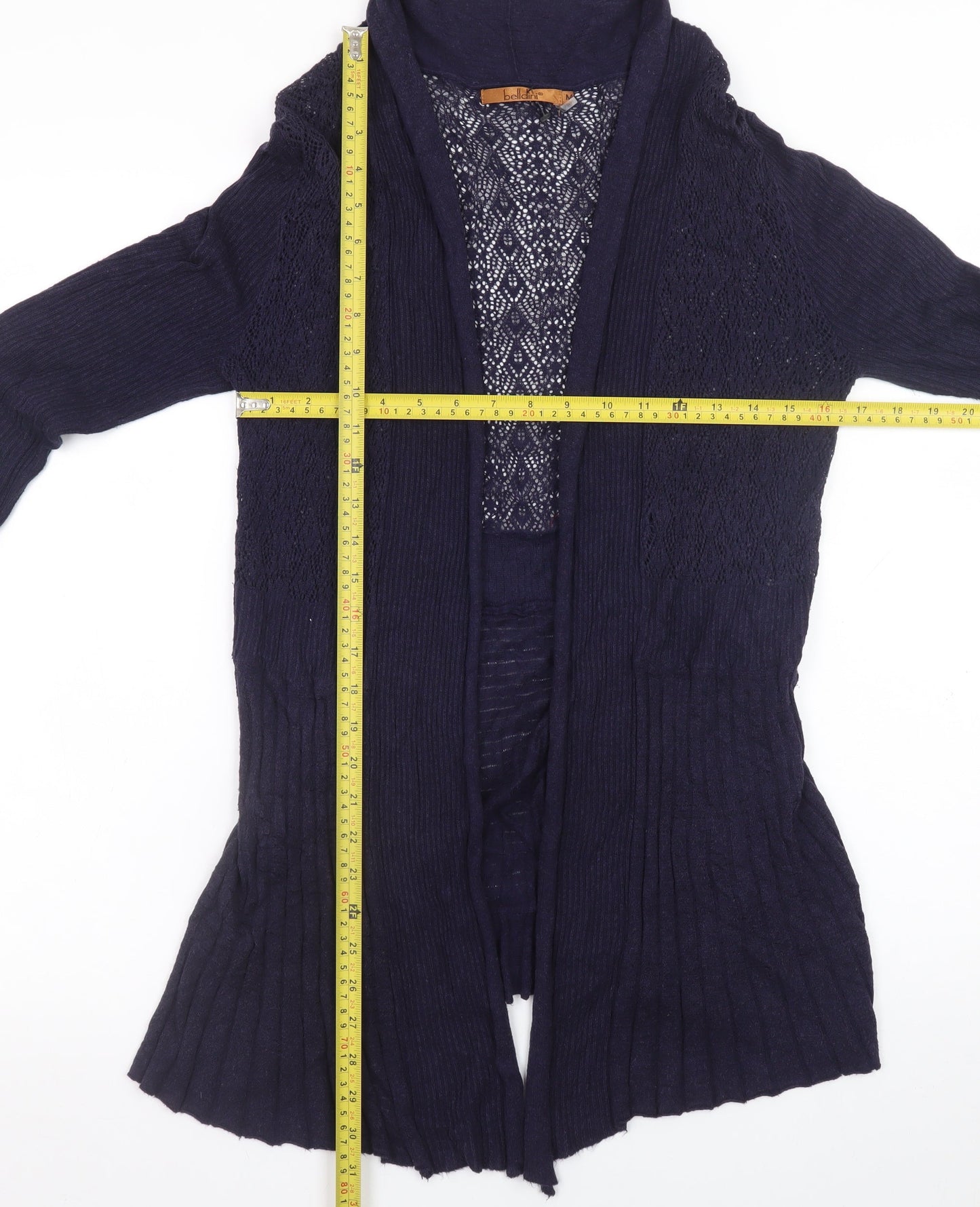 Belldini Women’s Blue Open Knit Long Sleeve Cardigan M