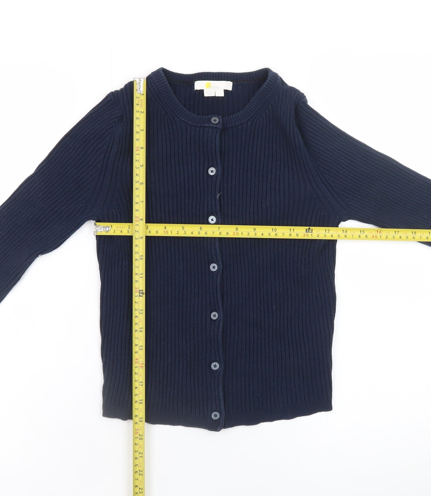Boden Women's Blue Rib Knit Cotton Cardigan Size S
