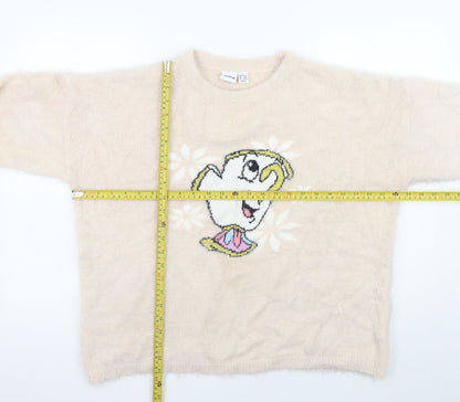 Preloved Disney Women Beige Chip Crew Neck Pullover Jumper Size L - Back
