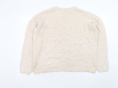 Preloved Disney Women Beige Chip Crew Neck Pullover Jumper Size L - Detail
