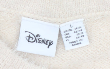 Preloved Disney Women Beige Chip Crew Neck Pullover Jumper Size L - Label