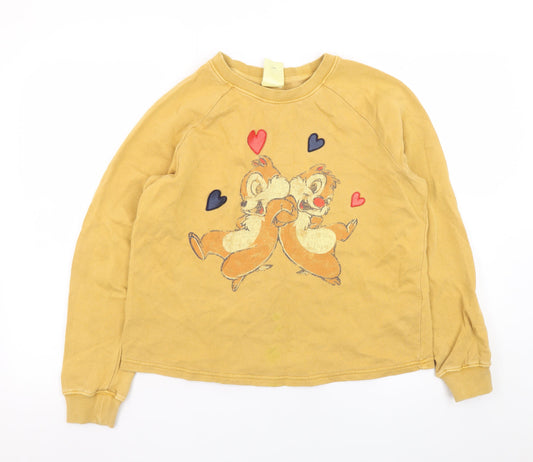 Disney Womens Yellow Chip 'n' Dale Pullover Sweatshirt UK S