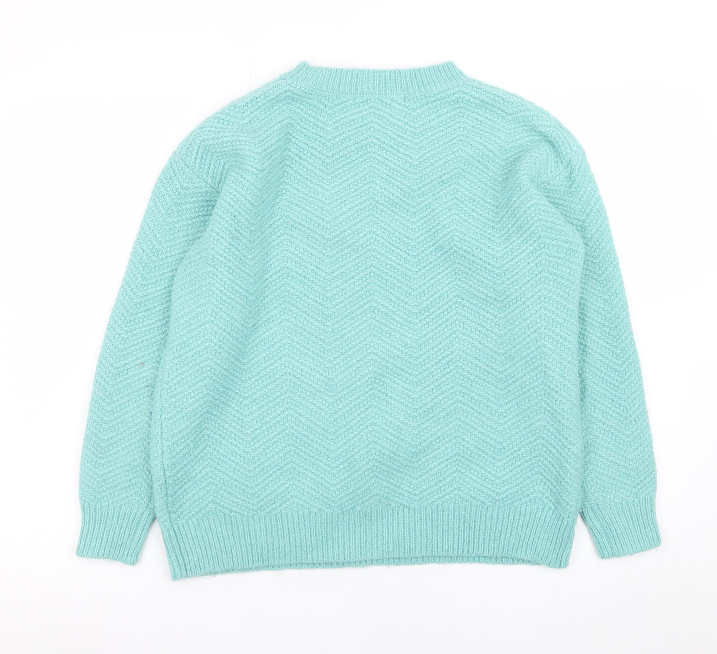 Marks and Spencer Women Blue S Crew Neck Wool Blend Pullover Jumper