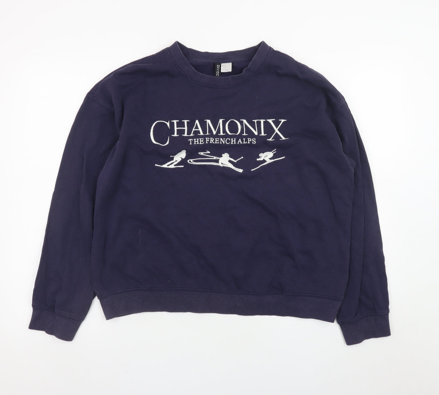 H&M Divided Women's Navy Chamonix Ski Graphic Cotton Sweatshirt M
