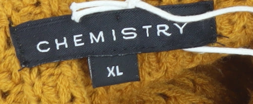 Chemistry Women’s Yellow Knit Jumper Dress XL Roll Neck