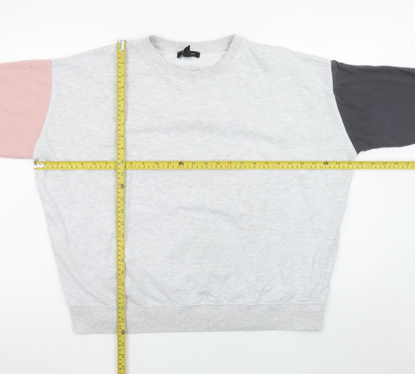 New Look Womens Grey Colourblock Sweatshirt Medium Casual Pullover