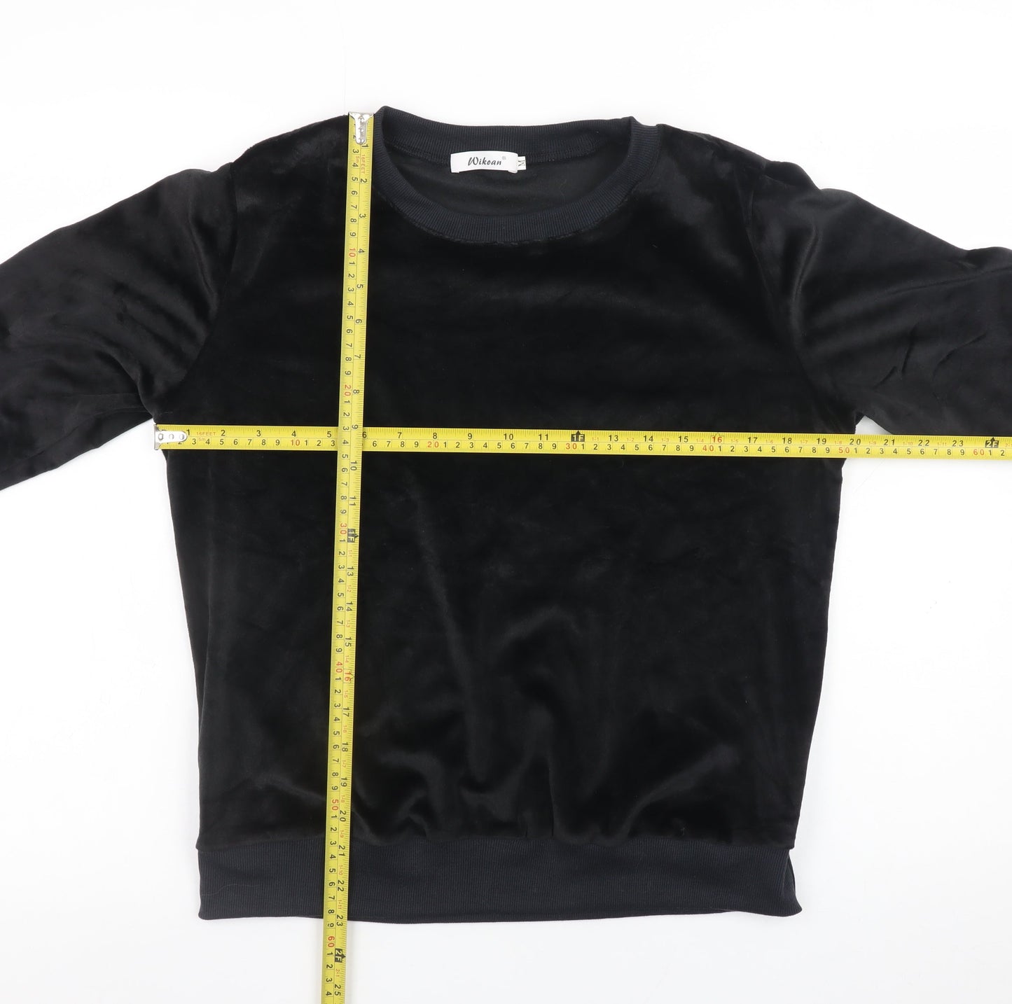 Wikoan Womens Black Velour Pullover Sweatshirt Size M