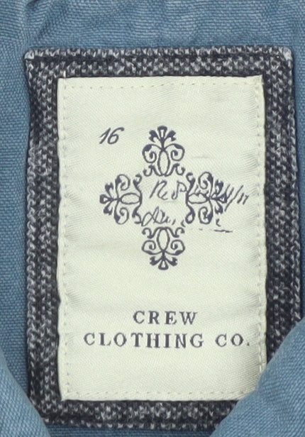 Crew Clothing Co. Men's Blue Striped Henley Sweatshirt Size L