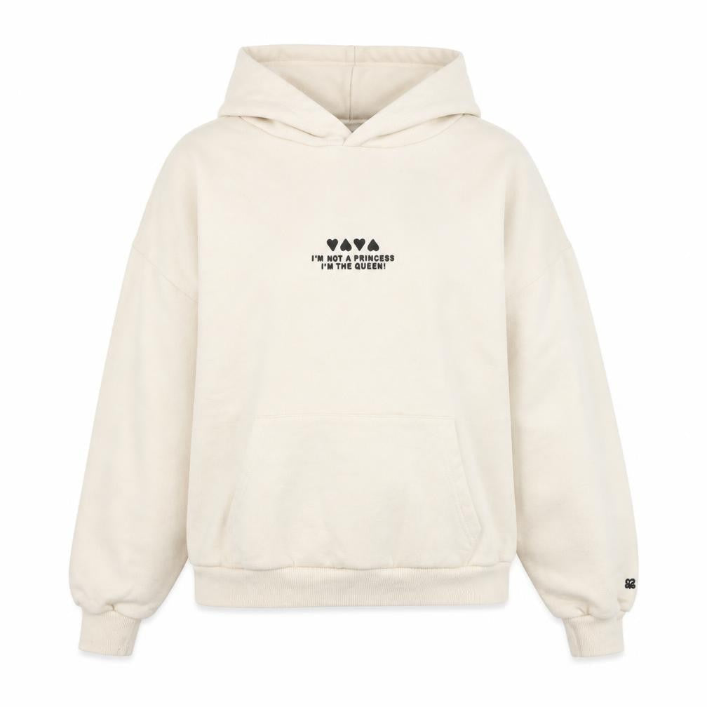 Pacific Republic Women Ivory Pullover Hoodie Size S Graphic Print Queen