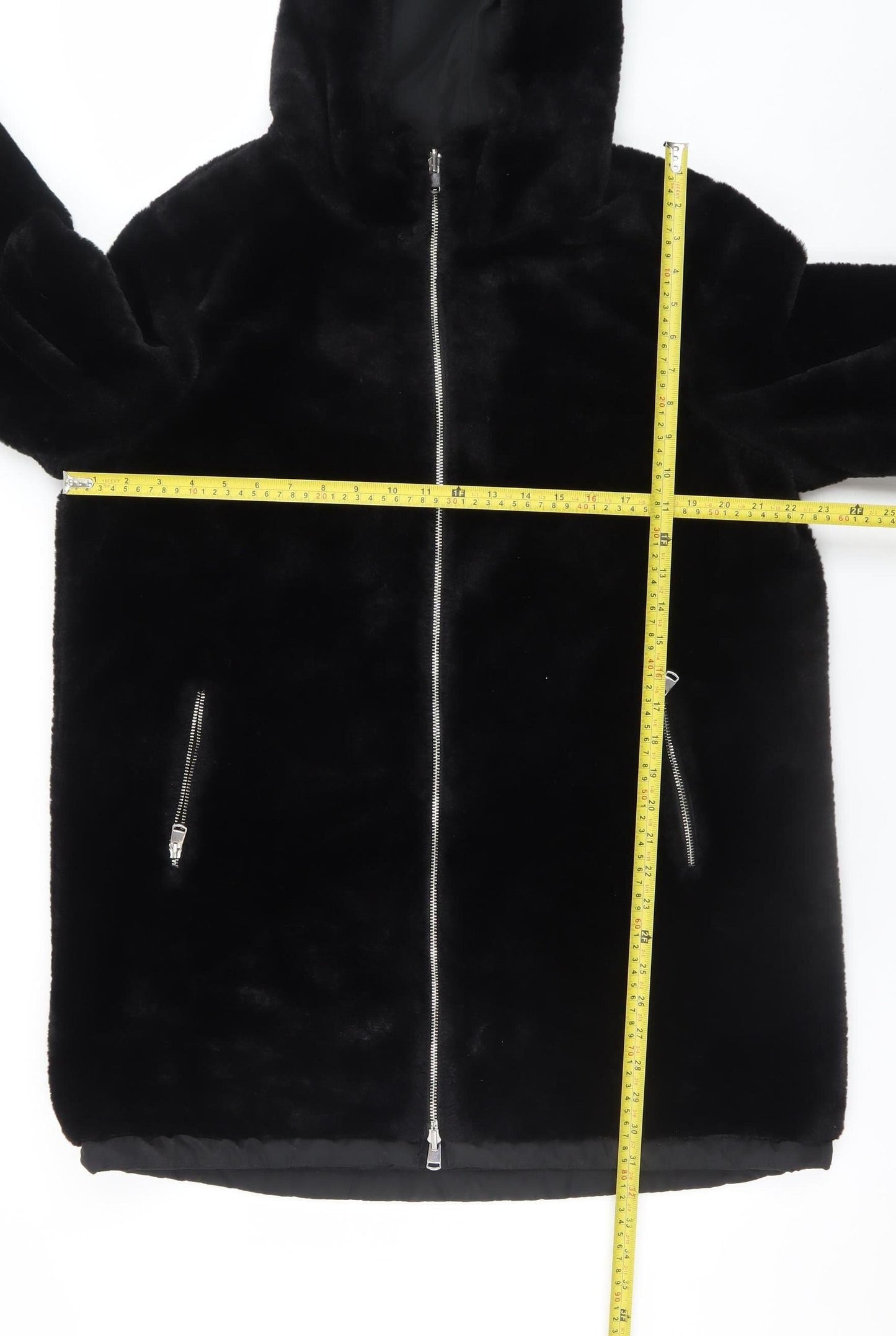 Primark Womens Black Faux Fur Hooded Zip Puffer Coat Size M 12/14