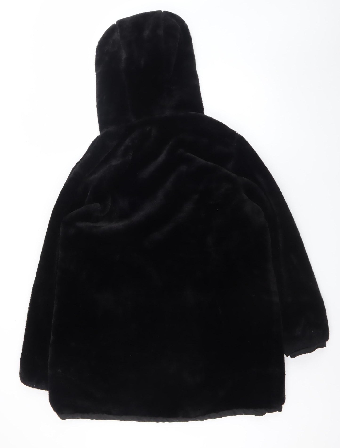 Primark Womens Black Faux Fur Hooded Zip Puffer Coat Size M 12/14