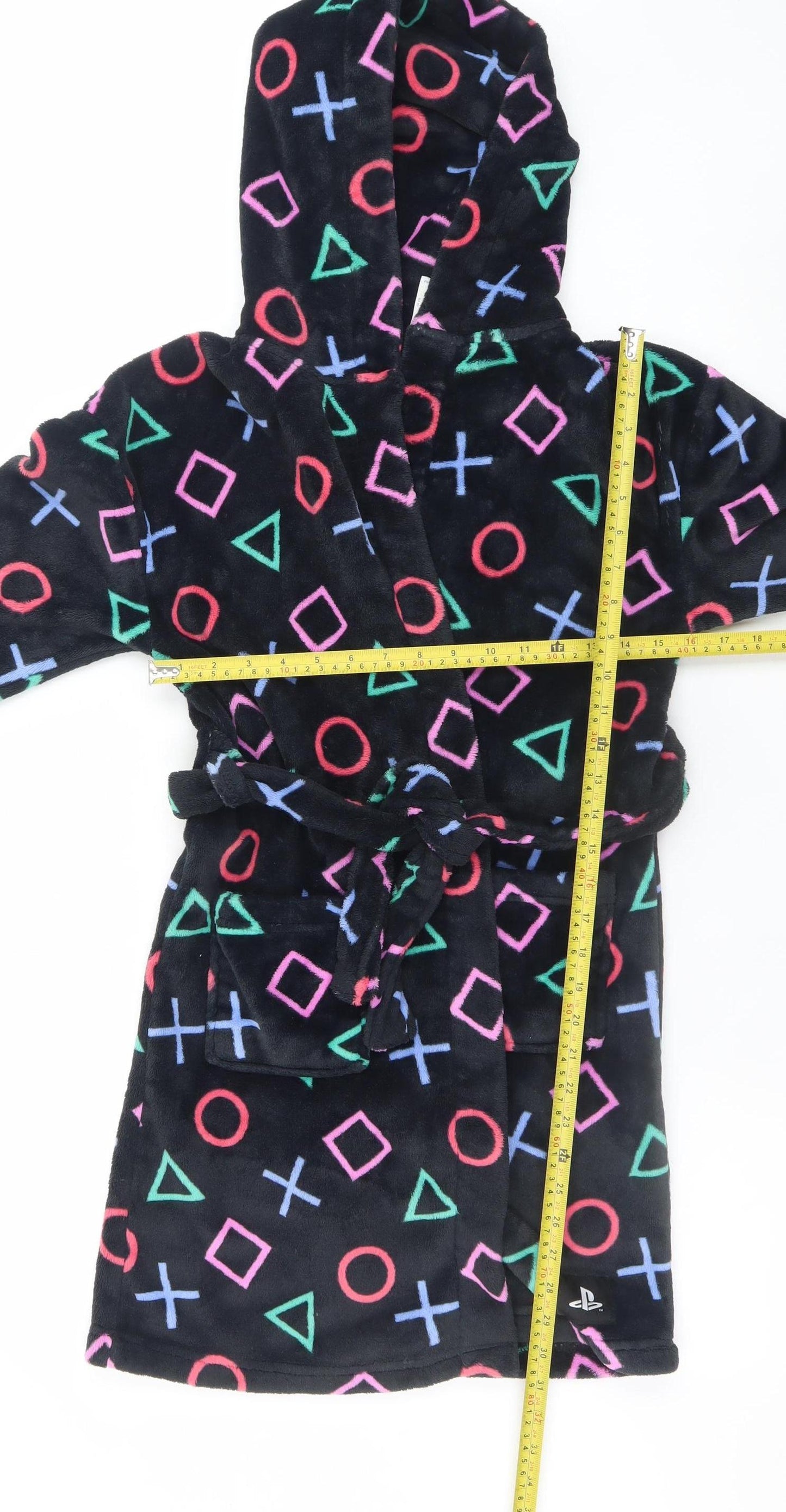 Marks and Spencer Girls Black Fleece PlayStation Hooded Robe 8-9 Years