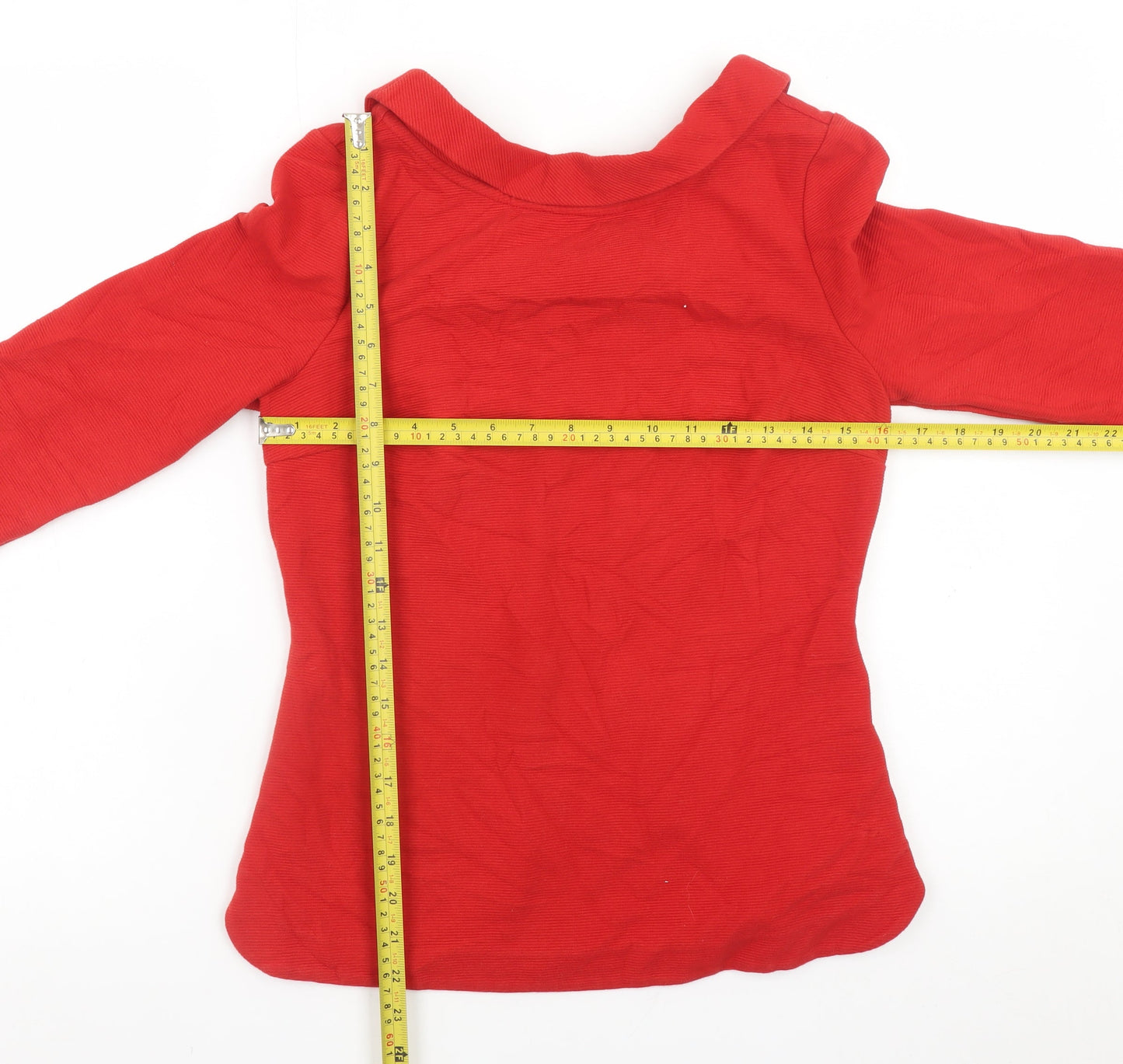 Boden Women Red Collared Tunic Blouse UK 10 3/4 Sleeve Cotton Blend
