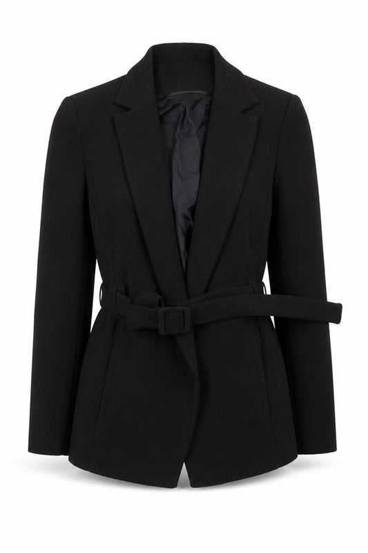Atterley Women's Black Belted Blazer UK 10 Regular Fit