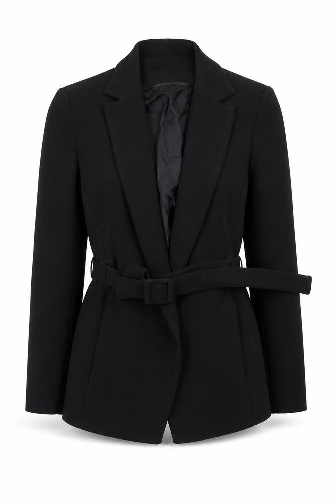Atterley Women's Black Belted Blazer UK 10 Regular Fit