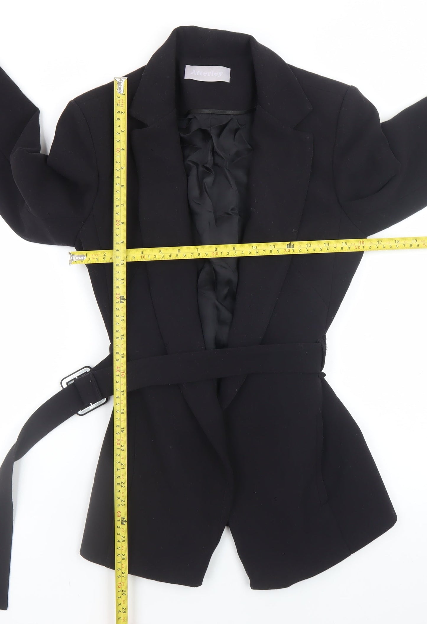Atterley Women's Black Belted Blazer UK 10 Regular Fit