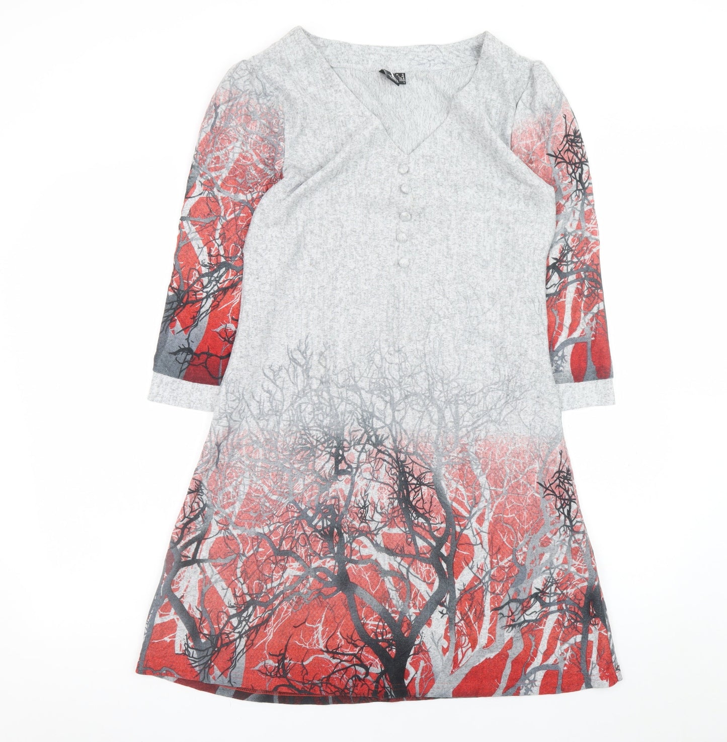 Izabel London Womens Multicoloured Size 12 A-Line V-Neck Jersey Dress