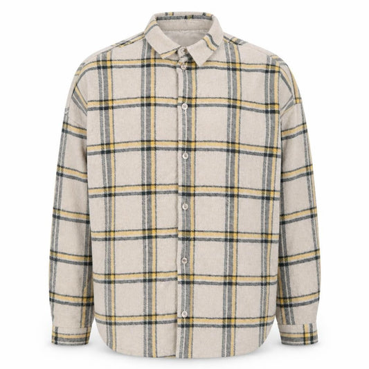 boohooMAN Men Beige Check Flannel Basic Jacket Size M