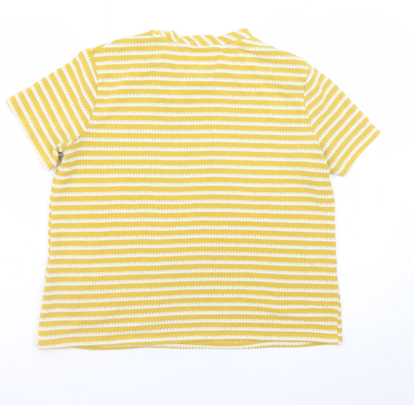 Kiabi Women’s Yellow Striped Short Sleeve Cotton T-Shirt Size 8