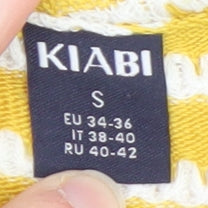 Kiabi Women’s Yellow Striped Short Sleeve Cotton T-Shirt Size 8