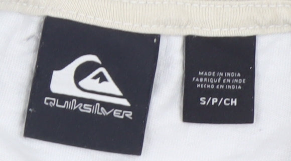 Quiksilver Men’s Beige Striped Long Sleeve Cotton T-Shirt Size S