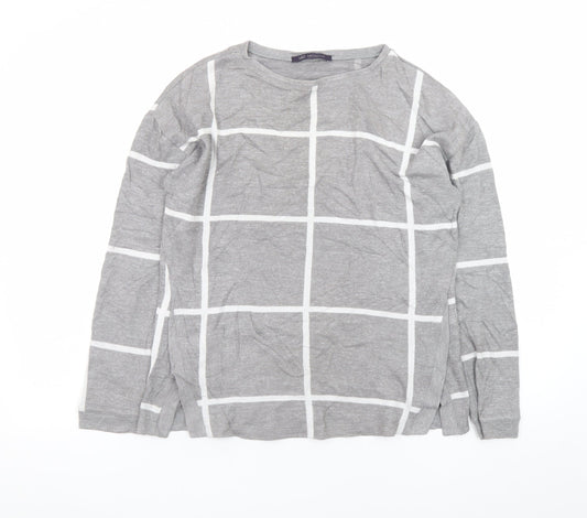 Marks and Spencer Womens Grey Check Pullover Sweatshirt Size 10