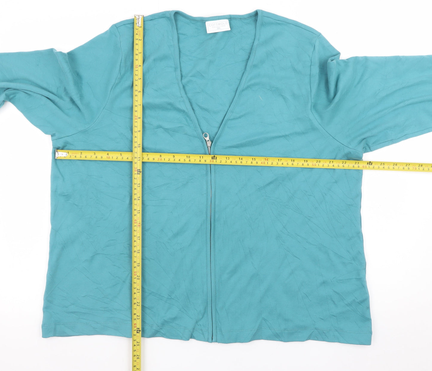 Cotswold Collections Women's Blue 3XL Basic Zip Cotton Blouse