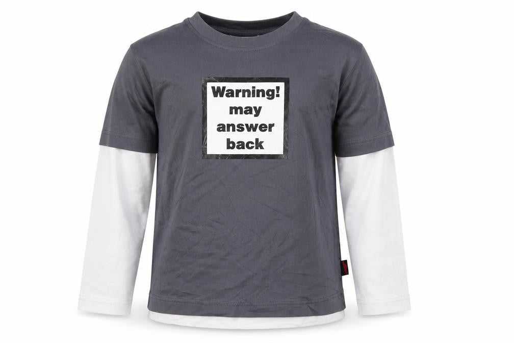 Red Herring Boys Grey Long Sleeve Warning Graphic T-Shirt 7-8 Years