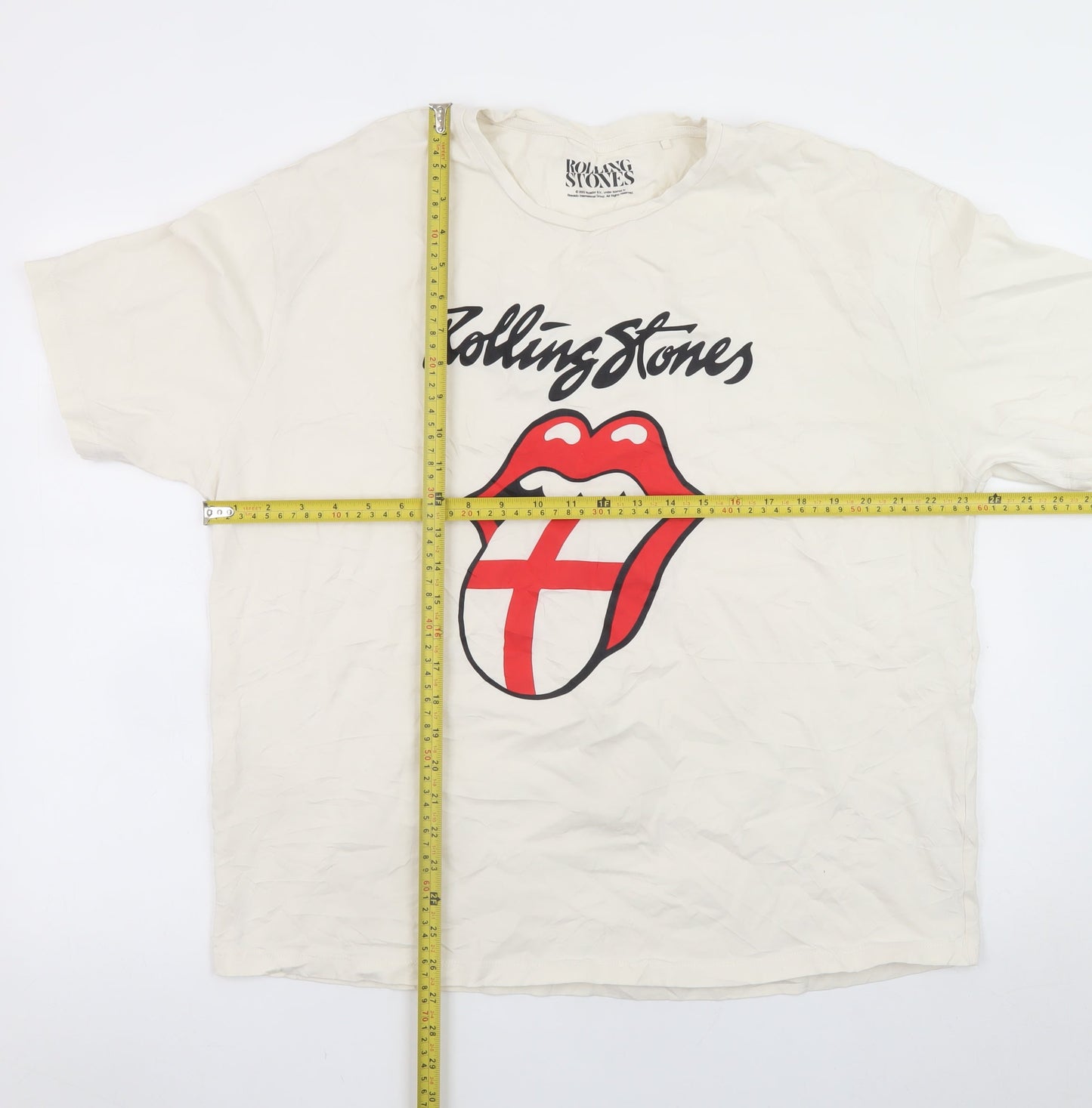 Tu Women’s Ivory Rolling Stones Cotton Graphic T-Shirt Size 16