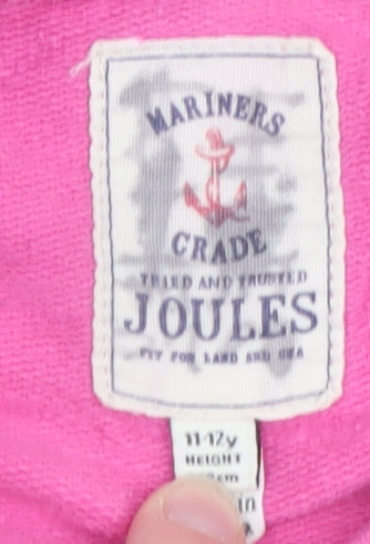 Joules Girls Pink Green Striped Long Sleeve Pullover Sweatshirt 11-12 Years