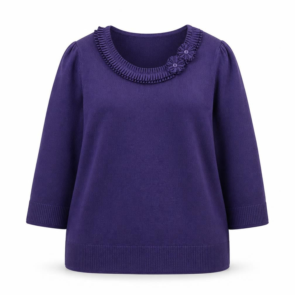 Marks & Spencer Women Purple 3/4 Sleeve Knit Jumper Size 14