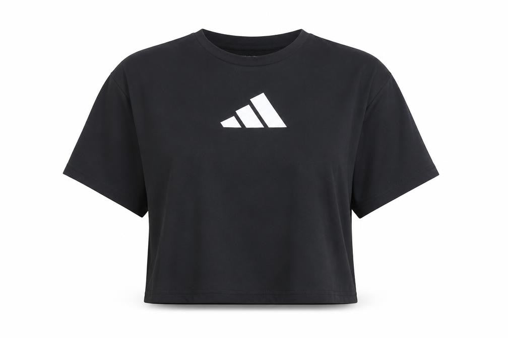 Adidas Women's Black Cropped Regular Fit T-Shirt Size L