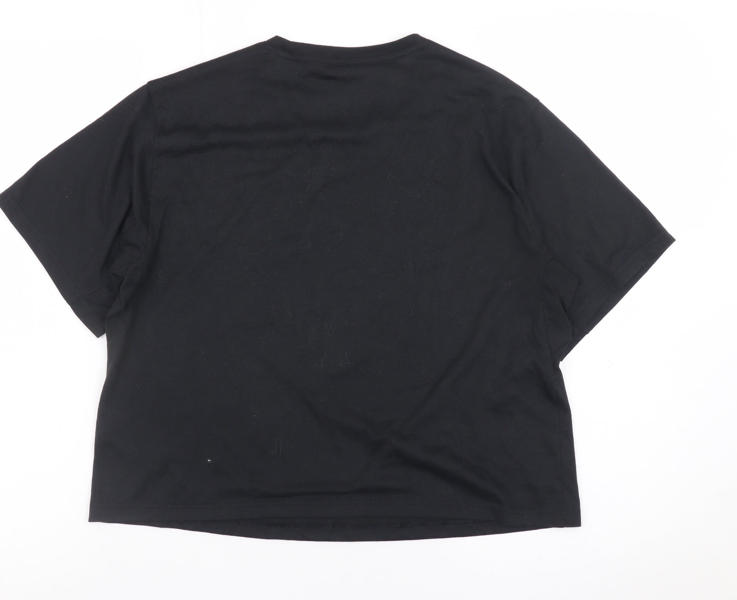 Adidas Women's Black Cropped Regular Fit T-Shirt Size L